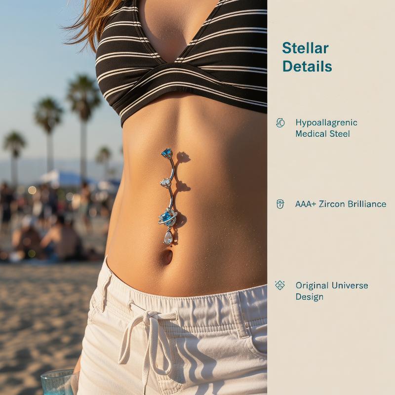 Body Jewelry Universe - حلقات سرة البطن المتدلية من الزركون