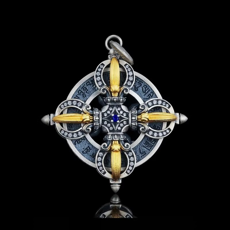 Body Jewelry High End - قلادة فضية عتيقة الطراز على شكل