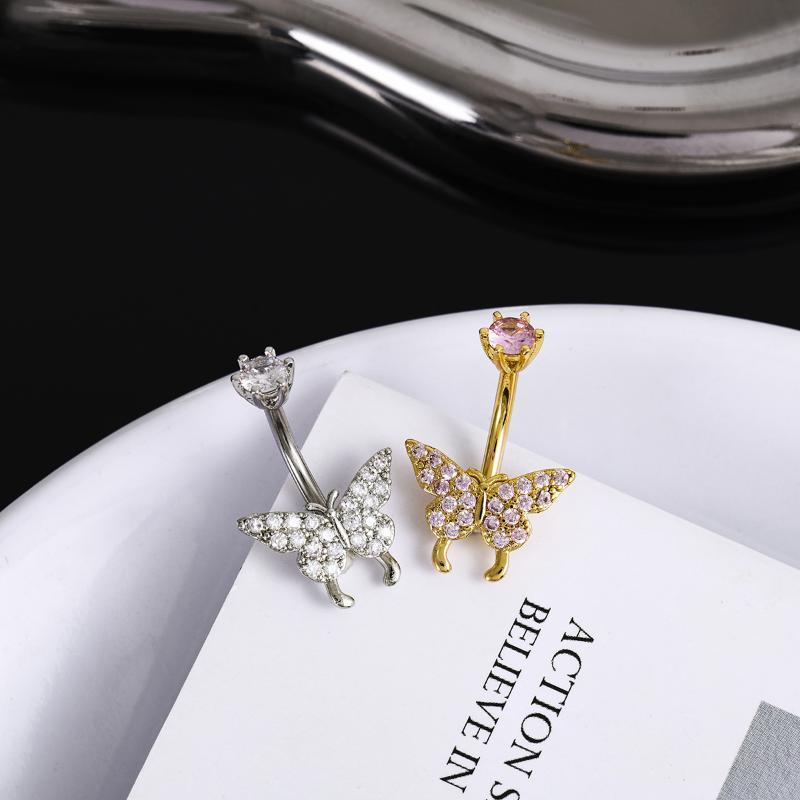 Body Jewelry Universe - حلقات سرة البطن على شكل فراشة