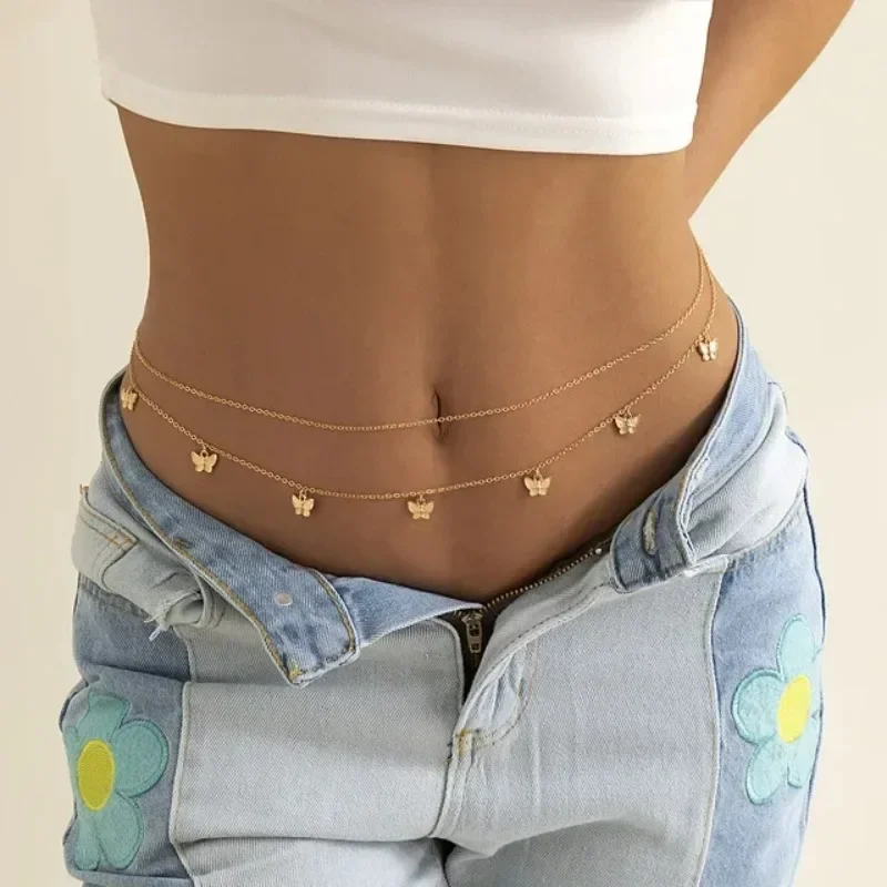Body Jewelry For You - سحر جديد مثير طبقة مزدوجة فراشة