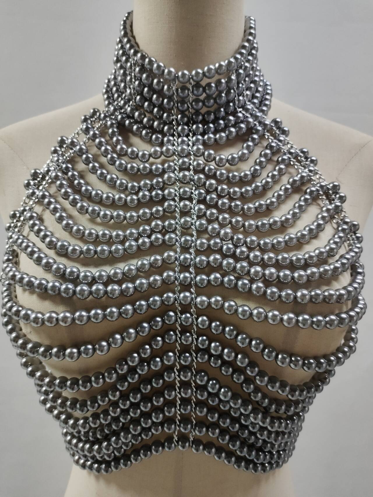 Body Jewelry For Backless Dress - فستان نسائي بدون أكمام بياقة كومة