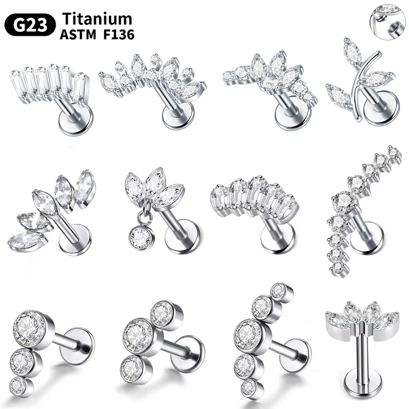 Cluster Stud Ear - 1/5 قطعة G23 التيتانيوم الأذن Labret