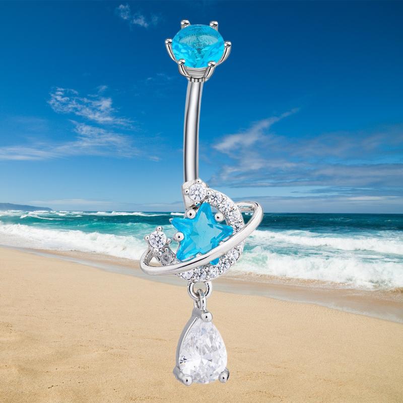 Body Jewelry Universe - حلقات جديدة للبطن مرصعة بالكريستال، مصنوعة