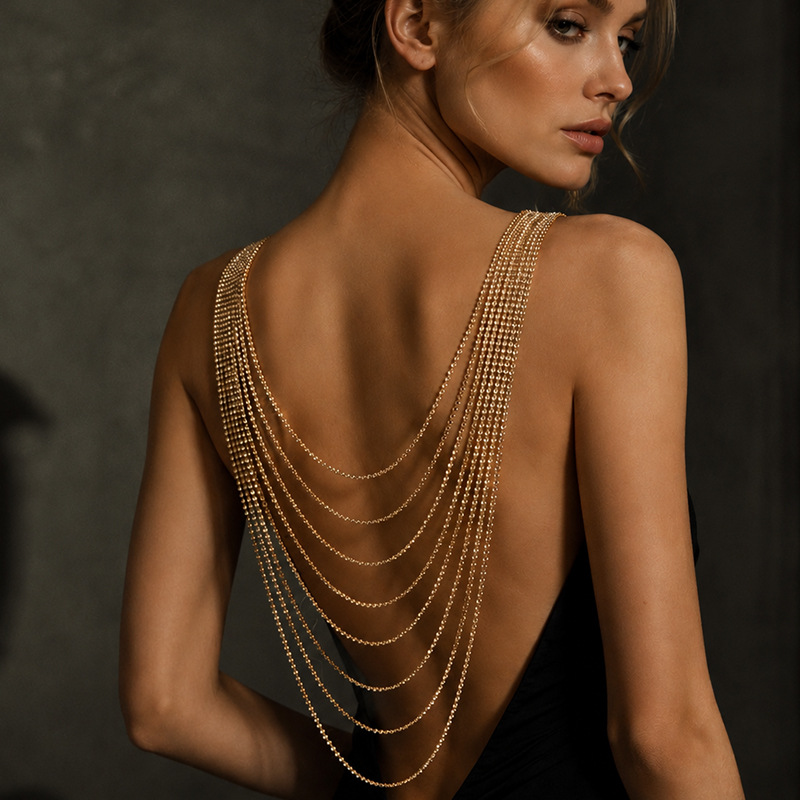 سلسلة ظهر مرصعة بالأحجار الكري - مراجعة Body Jewelry For Backless Dress وسعره