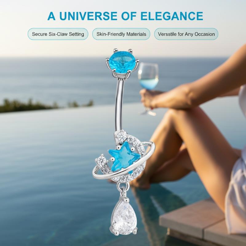 حلقات سرة البطن المتدلية من ال - مراجعة Body Jewelry Universe وسعره