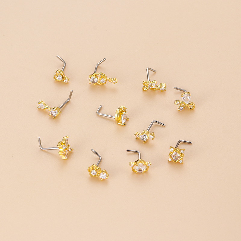 حلق أنف على شكل حرف L مرصع بال - مراجعة Body Jewelry Septum وسعره