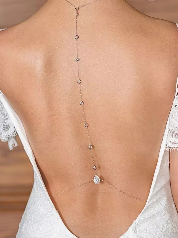 قلادة ذهبية وفضية على شكل دمعة - مراجعة Body Jewelry For Backless Dress وسعره