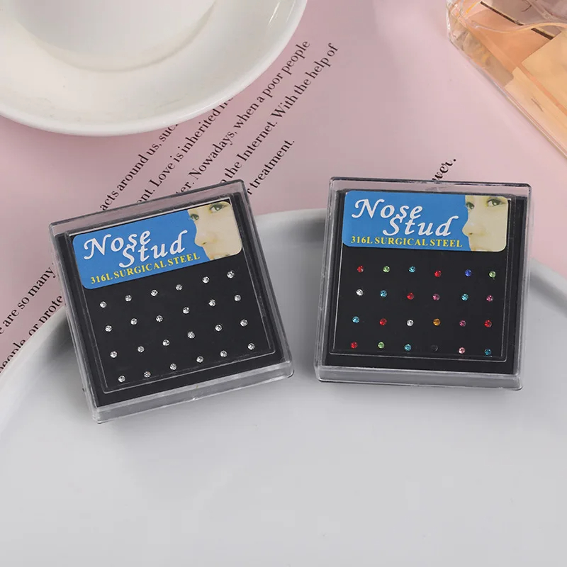 24 قطعة/صندوق كريستال الأنف ال - مراجعة Body Jewelry Jewelry Box وسعره