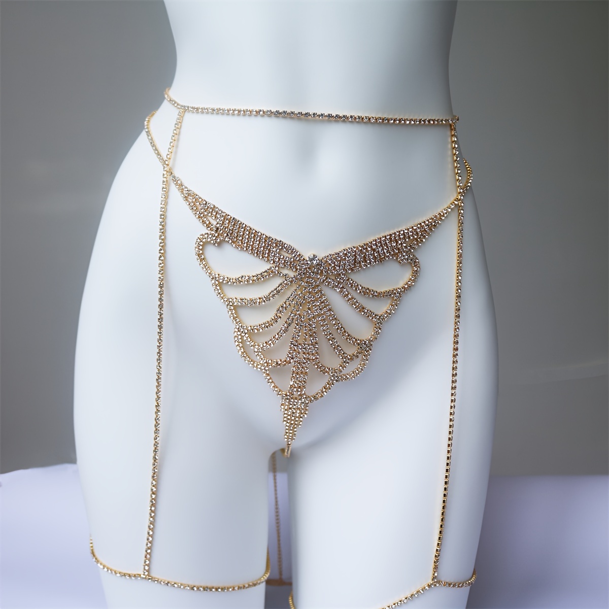سلسلة خصر متألقة بحجر الراين م - مراجعة Body Chain Jewelry وسعره
