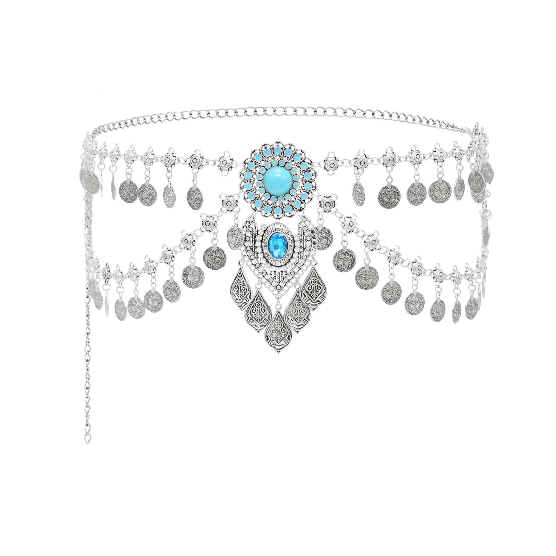 سلسلة خصر فيروزي صناعي للنساء  - مراجعة Body Jewelry Sale وسعره