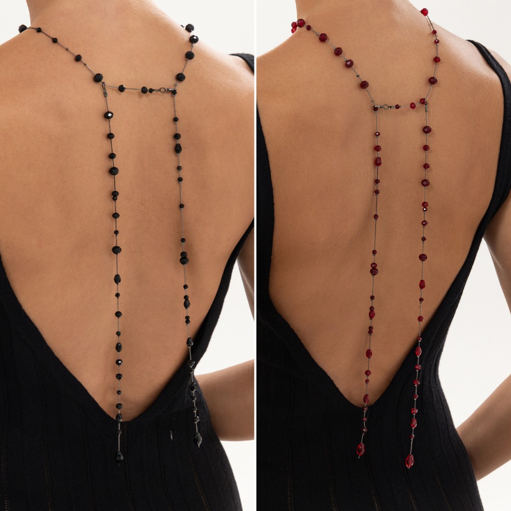 سلسلة ظهر قوطية سوداء وحمراء م - مراجعة Body Jewelry For Backless Dress وسعره